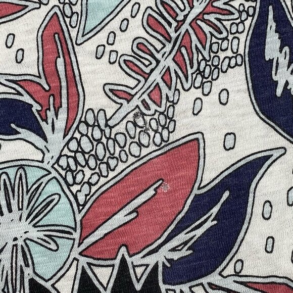 Stateside Size XS Knit Floral Print Blue Pink Long Sleeve Top Pima Cotton FLAWS* - Picture 6 of 13